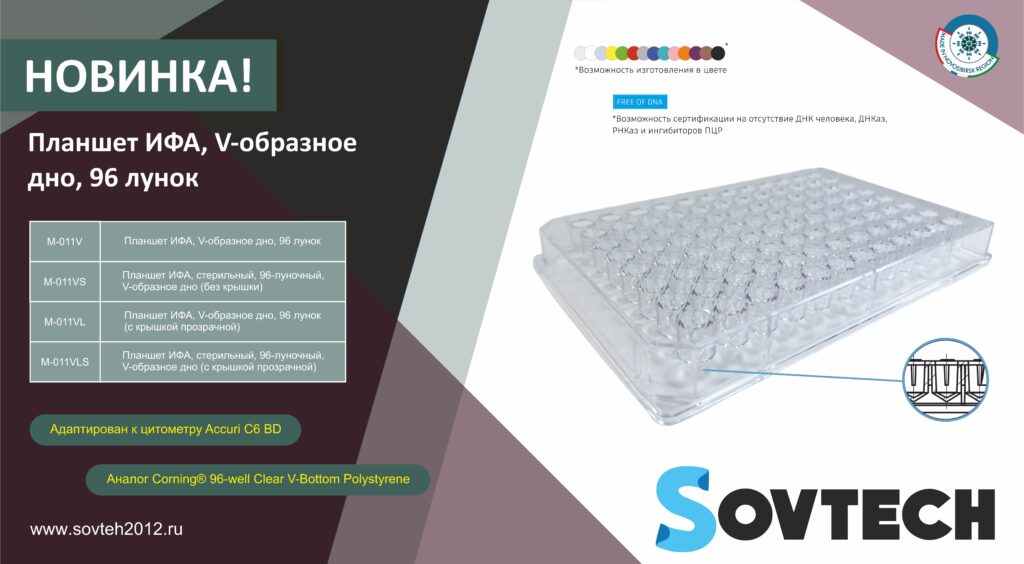 НОВИНКА от компании SOVTECH! Планшет ИФА, V-образное дно, 96 лунок