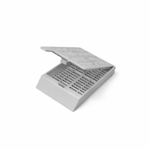 Гистологическая кассеты с петлевым креплением, серая (корпус с крышкой соединены)